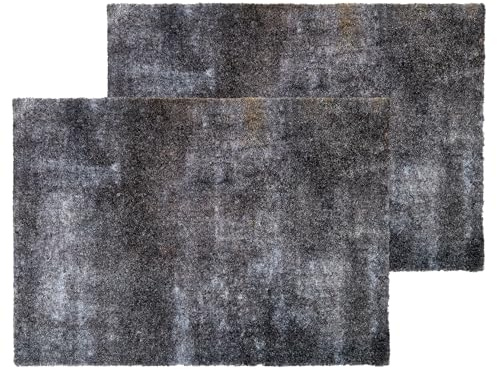 Rutschfeste Fußmatte waschbar Indoor - Beton anthrazit 2er Set 67 x 100 cm | Eingangsbereich Fussmatte innen Schmutzfangmatte pflegeleicht Sauberlaufmatte robust Türmatte Haustür strapazierfähig
