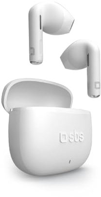 SBS Go Pods TWS - Cuffie Auricolari Semi In-Ear True Wireless Stereo, Custodia di Ricarica, Microfono Integrato, Controlli Touch, per Smartphone, Tablet, Laptop, 12 Ore Riproduzione, Bianco