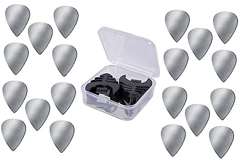 VICASKY Gitarrenplektrum zur Pick Aufbewahrung und Verlustvermeidung aus Edelstahl und Kunststoff Satz mit Aufbewahrungsbox Gitarrenzubehörset für Täglichen Gebrauch