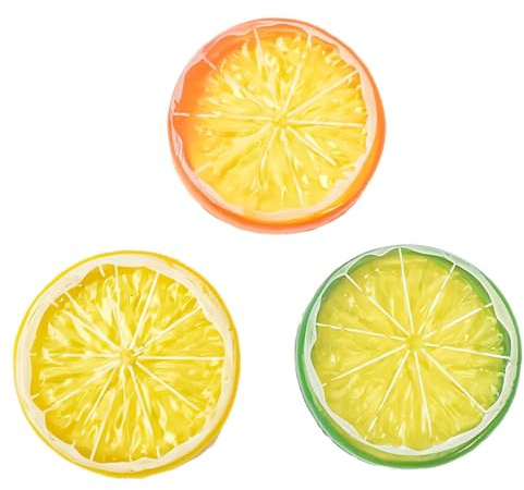 Tivleed 15 Pcs Realistic Lemon & Lime Slices - Artificial Plastic Fruit Decor with Fake Limes in Yellow, Orange & Green for Wedding Table, Party, Kitchen, DIY Crafts & Photography Props