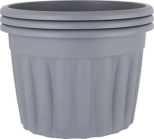 Eason Bros – Set of 3 Large 60cm Upcycled Grey Plastic Planters – Lightweight Indoor/Outdoor Round Plant Pots – Weather-Resistant Garden Planters for Flowers, Trees & Nursery Use – Made in the UK