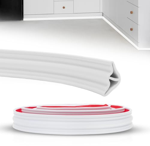 RANJIMA 3M Flexible Zierleisten Selbstklebend Deckenleisten, 42×30mm TPE Dreieck Zierleiste Decken Wandübergang, Weiß Wasserdicht Abschlussleiste Küchenarbeitsplatte für Wandkanten Fliesenkanten