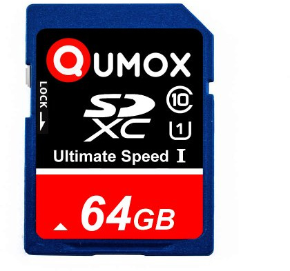 QUMOX Carte Mémoire SDXC 64 Go UHS-I Classe 10 – Jusqu’à 80 Mo/s Lecture, 40 Mo/s Écriture – Carte SD Haute Vitesse pour Appareils Photo Reflex, Vidéo, Jeux, Dashcam et Enregistrement 4K Full HD
