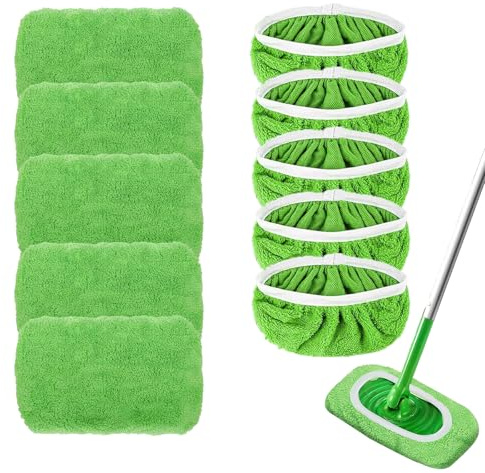 Lot de 10 serpillières pour serpillières Swiffer, Microfibre, 25,4 x 11,5cm | Pour Swiffer Sweeper Mop, microfibre réutilisable, sèche et humide, sols durs, 25,4x11,5 cm