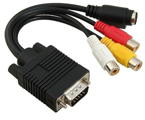 DIYEAH Convertidor Cm Negro 3rca Cobre Vga a PVC, 20 Puro | Cable Adaptador para PC y Portátil, Compatible Tarjetas Vga, Función Tv-out