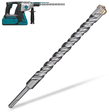 3/4 Inch x 12 Inch SDS Plus Rotary Hammer Drill Bit, Cross Tip Double Threaded Carbide Tipped for Concrete, Brick, and Stone (3/4 x 9.5 x 12)