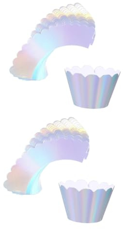 DOITOOL 48 Pezzi Pirottini Iridescenti per Cupcake Multicolore Decorazioni Brillanti per Feste di Compleanno Shower e Matrimoni Porta Muffin Colorati e Originali