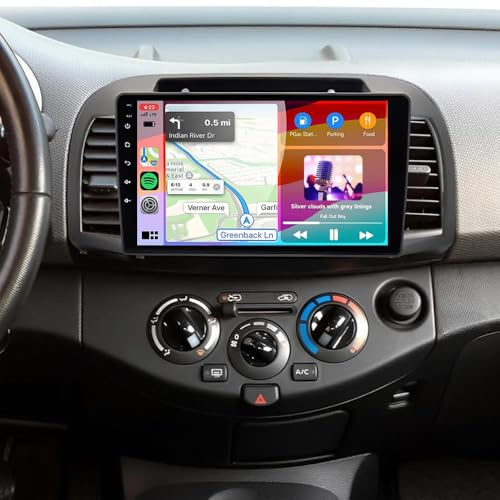 Android 14 Autoradio für Nissan Micra 3 K12 2002-2009 Head Unit 2 Din Radio mit Carplay Android Auto Navi WiFi 9 Zoll IPS Touchscreen mit Bluetooth FM/RDS+Rückfahrkamera Mirror Link, 2+32G