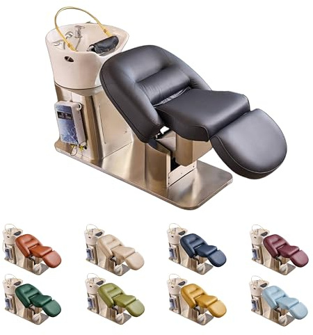 Japan Head Spa - Fauteuil 4 en 1 - Lavage Cheveux, Coloration, Head Spa, Coiffure - Matelas Confort 14cm - Vasque Céramique - Arrivée Eau - Installation Facile - Matériel professionnel – Garantie 1 an