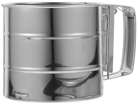 ANDRESLAD Cedazo Manual de Harina Inoxidable Pequeño para Repostería Cedazo de Cocina Medidor Filtro para Azúcar Glas y Cacao en Polvo Herramienta Práctica para Hornear en Casa