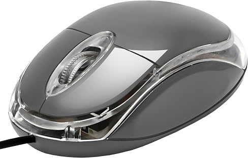 APM Souris Optique Filaire, Coloris Gris, Ambidextre, Rétroéclairage, 800 DPI, 3 Boutons, Compatible avec PC Mac Ordinateur Portable, 100120