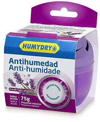 HUMYDRY Duplo 75g – 2-in-1 Luftentfeuchter mit Duft für Kleine Räume – Absorbiert Feuchtigkeit und Reduziert Gerüche – Ohne Strom – Bis 8 m² – Lavendelduft