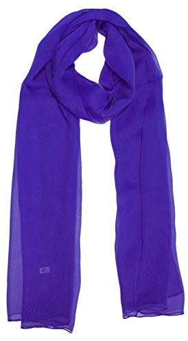 Seidenschal Chiffon Schal aus 100% Seide uni blau 50x160cm 3166