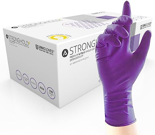 UNIGLOVES - Guantes de nitrilo largos de color morado. Paragon+ Advanced GL0001. 50 guantes talla 7/tamaño pequeño