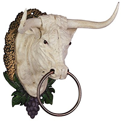 Wanddeko Skulptur Handtuchhalter STIER Ochse Bulle Gusseisen Handtuchring