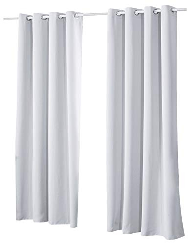 Laneetal Verdunkelungsgardine mit Ösen, Vorhang Blickdicht, Verdunklungsvorhang, Thermovorhang für Schlafzimmer,Ösenvorhang, Kalk-/Grau- Weiß, 135x225 cm, 2 Stücke