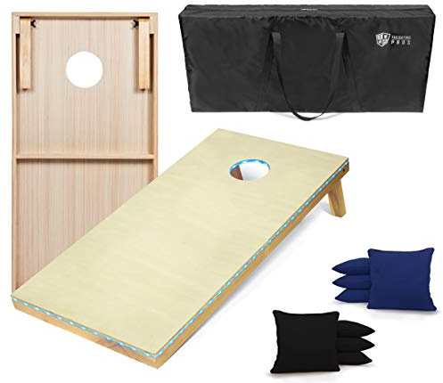 Tailgating Pros Light Up Cornhole Boards - 4'x2' Cornhole Game w/Built-in LED Lights, Carrying Case, & Set of 8 Corn Hole Bean Bags!