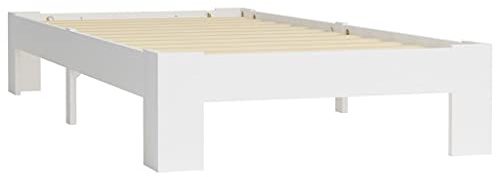 vidaXL Kiefernholz Massiv Bettgestell Holzbett Einzelbett Futonbett Massivholz Bett Bettrahmen Lattenrost Schlafzimmerbett Weiß 90x200cm