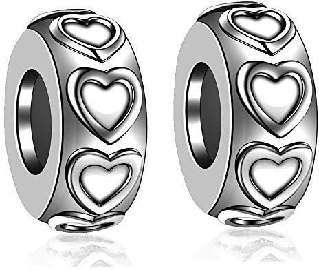 LOVANS 2 PCS Charms Stopper für Armband 925 Sterling Silber Gummi Spacer Stopper für DIY Armbänder Abstandhalter Armband