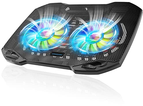 LIANGSTAR Laptop Cooling Pad, Gaming Laptop Cooler with 2 Quiet Big Fans, RGB 7 Color Light Change, Portable USB Laptop Stand 11 to 15.6 Inch, Slim and Easy Carry Working Study Outdoor Travel