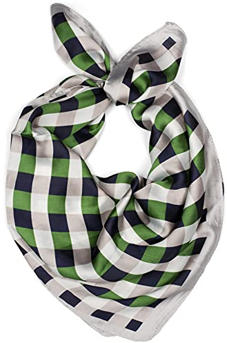 styleBREAKER Damen Dreieckstuch mit Karo Muster, Rockabilly Style, Multifunktion Tuch, Halstuch, Kopftuch, Bandana 01016172, Farbe:Grün-Dunkelblau-Hellgrau