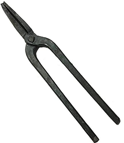 Schmiedezange Zange Flachzange für Ambossmesserherstellung Schmiedezange mit flacher Nase Länge 32cm wiegt 550g Schmiedezange für Ingenieur Schmiedeschmiede
