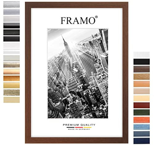 FRAMO Holz Bilderrahmen 36 x 49 cm nach Maß - Wenge Braun | Farbe/Größe wählbar | inkl. entspiegeltes Acrylglas | Rahmen für Puzzle | Foto | Poster