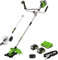 Greenworks Coupe-Bordure & Débroussailleuse 2x24V 38cm, Coupe-Bordure Accessoire avec 2 Batteries 4Ah et Chargeur