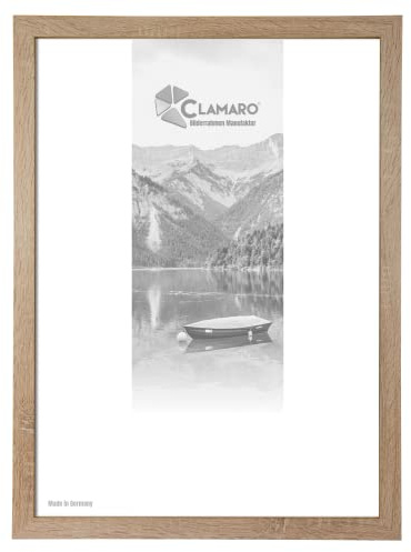 CLAMARO 'COLLAGE' Bilderrahmen 28x24 handgefertigt nach Maß | Eiche Sonoma | Moderner eckiger MDF Holzbilderrahmen inkl. Acrylglas, Rückwand und Aufhänger (querformat & hochformat)