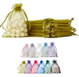 Soul Projekt [50 unidades] Bolsas de regalo de organza, para regalos, joyas, cumpleaños, bolsas de fiesta. Bolsas de organza para todas las ocasiones. Verde Musgo Organza Bags Moss Green 10x15 x50