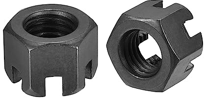 sourcing map 10 Stück Sechskant-Schlitzmutter Ersatz aus Kohlenstoffstahl M12 x 1,75 mm Sechskantmuttern