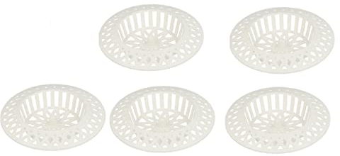 5 filtri di scarico per capelli, in plastica, diametro 60 mm, colore: bianco