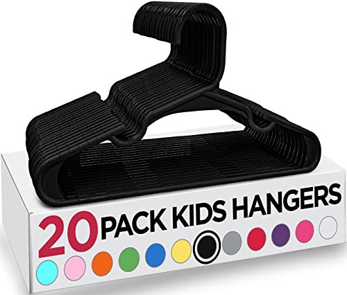 Utopia Home Packung mit 20 Kinderkleiderbügeln - 11,5“ Baby- und Kinderkleiderbügel aus Kunststoff für den Kleiderschrank, ideal für den täglichen Gebrauch, schwarz
