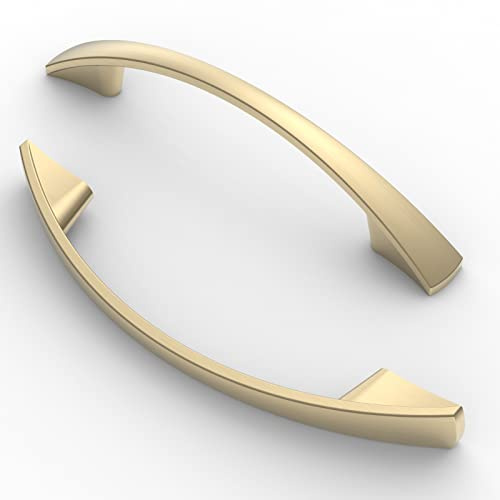 FURNIWARE 10 Stück Griffe, Lochabstand 96 mm, Möbel- und Schrankgriffe, Küchen- und Möbelschubladengriffe, Messing gebürstet