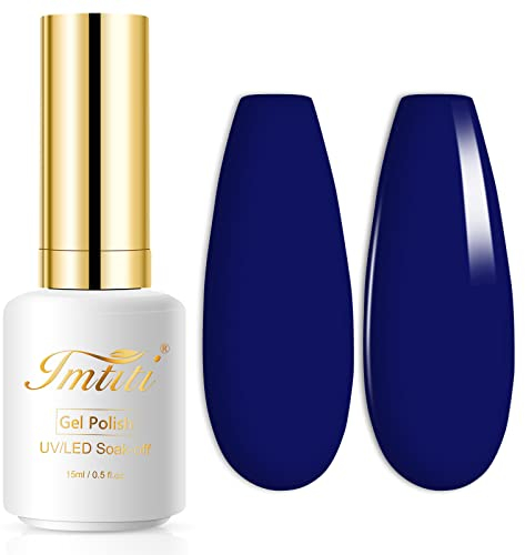 Imtiti gel Nagellack, 1 Stück 15ml Navy Blue Nagellackfarbe, Soak Off Nagellack, Nagelkunst Maniküre Salon DIY Nagellampe Gel Nageldesign, Weihnachtsdekoration zu Hause