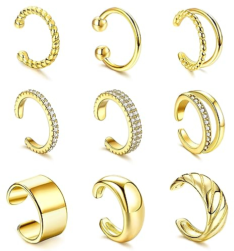 Morfetto Gold Ohrmanschetten für Frauen Nicht Durchdringende Ohrringmanschette Ohrclips Ohrringe Damen Ohrmanschetten & Wraps Klobige Ohrmanschette