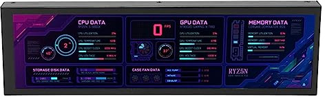 Bewinner Monitor de Temperatura de Hardware de CPU de 8,8 Pulgadas, Mini Pantalla USB IPS PC CPU RAM HDD Monitor de Datos, Monitor de Temperatura de Host para Chasis Sub (Negro)