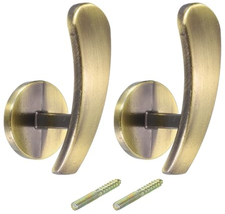sourcing map 2Pcs Curtain Holdback, Aluminum Alloy Wall Mounted Drapery Tiebacks Holder Curtain Hooks for Living Room Bedroom Office (Bronze)