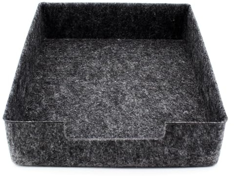 LUXflair Filz Dokumentenablage DIN A4, Größe: 33,5x24,5x7cm, dunkelgrau, stapelbares Design, abwischbare Oberfläche. Briefablage, Schreibtisch Organizer für Büro & Zuhause