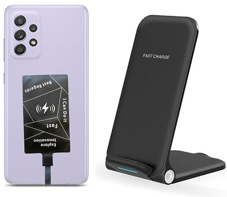 Extertal Wireless Charging Receiver Type-C Adapter per Samsung Galaxy A13 A23 A33 A53 A73 5G con supporto pieghevole caricabatterie wireless