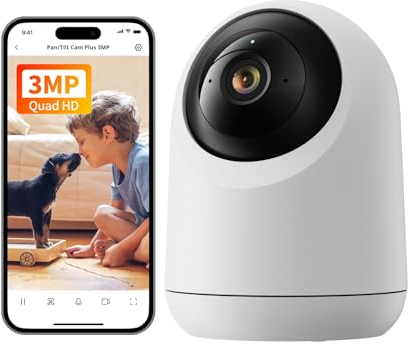 SwitchBot Telecamera 2K - Pan/Tilt Cam 3MP per Bambino Pet Monitor, 2.4G Wi-Fi Plug-in, Visione Notturna, Audio Bidirezionale, 360 Tracciamento del Movimento, Funziona con Alexa, Cloud&SD Storage 256G