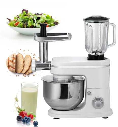 pealiritansemen Mixeur Électrique pour Fouetter La Crème/Pétrir La Pâte, Réglage À 6 Vitesses, Mixeur sur Socle Professionnel, Hachoir À Viande, Mixeur À Milkshake, pour Biscuits, Salade, Pain, Pâté
