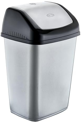 BH | 50L Swing Bin | Gray | Pack of 1 | (H 68cm x W 32cm x L42cm) | For Home, Garden, Kitchen, Office and Bathroom Rubbish Plastic Waste Bin, Trash Can Dustbin with Swing Lids - By BEST HOUSE