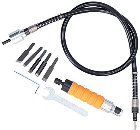 Mavaol – ensemble d'outils de ciseau à découper électrique avec tige en caoutchouc Flexible, 5 couteaux inclus pour le travail du bois et la gravure