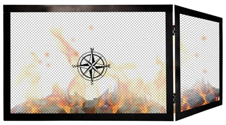 Pare-étincelles d’Angle Réversible pour Cheminée 80×50×50 – Modèle Dolomite Rose des Vents en Fer Forgé – Grille de Protection Sécurité Pare-feu Élégante Contre Étincelles et Feu