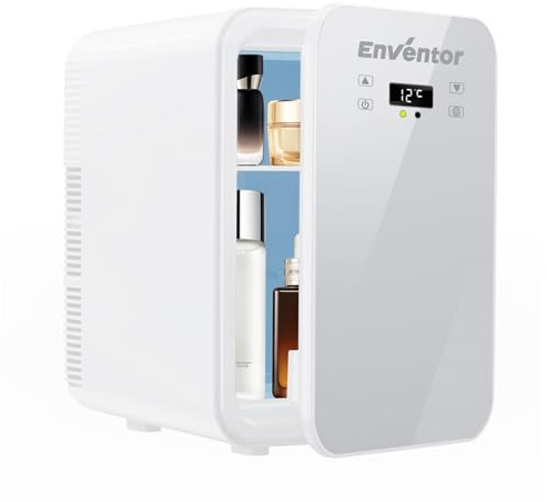 Enventor Litet kylskåp 10 l (vit), minikylskåp med kylning och uppvärmning, 12 V/220 V, LCD-skärm, bärbart kylskåp för bil, kosmetika, drycker, frukt