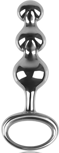 Roluck Anal Plug Edelstahl Butt Plug Metall Analkugeln mit Ring Griff, Prostata Massager G-Punkt Stimulation Anal Sex Spielzeug für Männer Frauen Paar