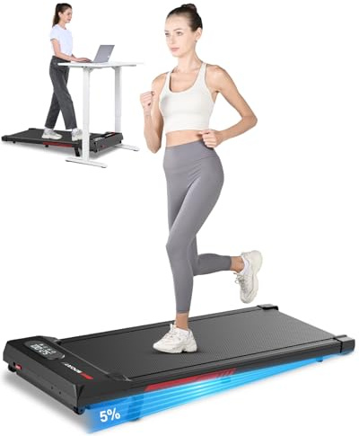Dskeuzeew Laufband Walking Pad mit Neigung Elektrisch für Zuhause Büro | Laufbänder Steigung 130KG Schreibtisch Laufpad Laufgerät Walkpad Gehband Laufpad Treadmill Running Band