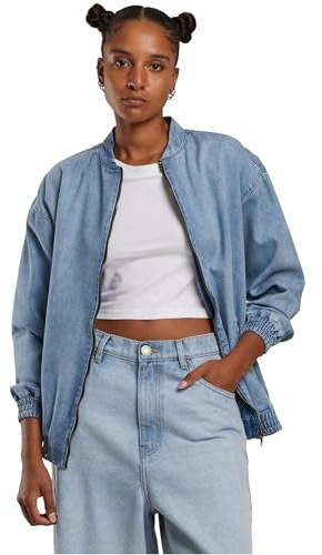 Urban Classics Tb7131-ladies Oversized Skater Jacket Giacca in Jeans, New Light Blue Dirty Washed, L Donna
