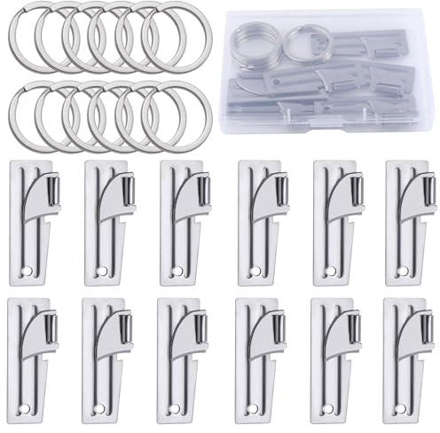 GOLD DEER 12 abrelatas P51 con llavero de acero inoxidable para camping, cocina, viajes, camping, supervivencia